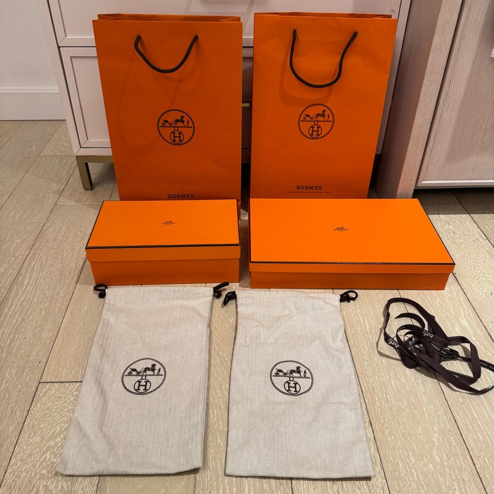 Authentic Hermès Orange Gift Set Box with Dust Bags